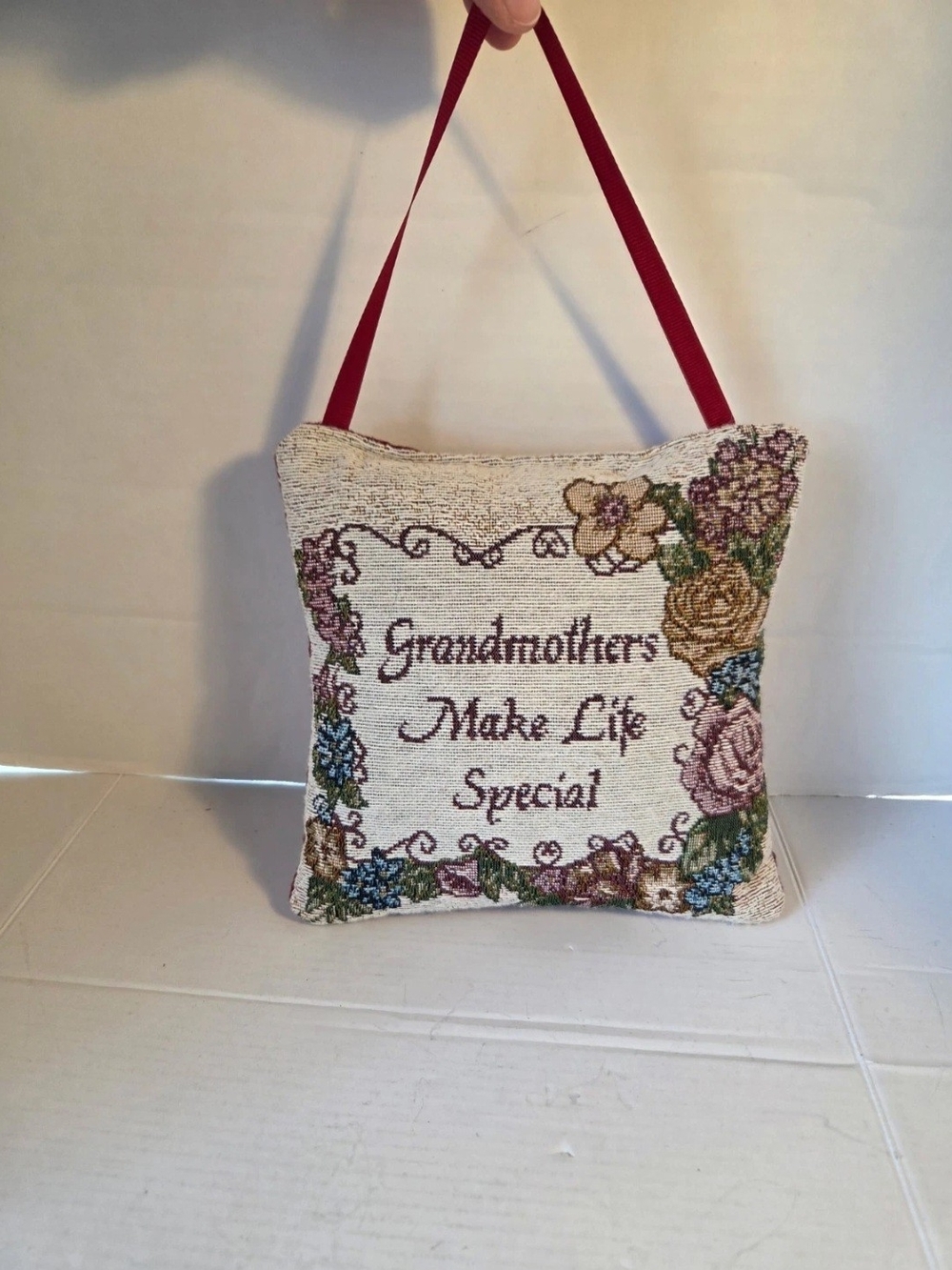 Tapestry Pillow Door Hanger "Grandmothers Make Life Special"